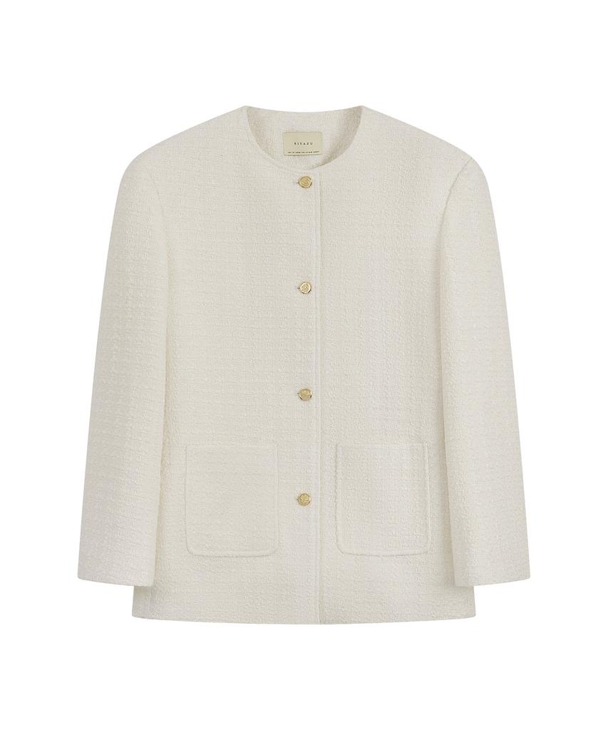 SIYAZU Siot4204 Oversized Atelier Tweed Jacket_Ivory
