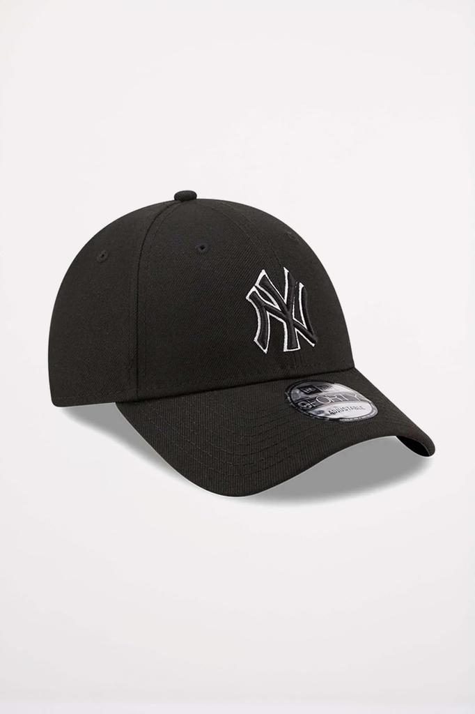 New Era 940 9FORTY Adjustable One Size Fits Polyester Baseball and Black with Silver Outline Cap, All, Cap, Men's Women's, Gender-Free, [Used]