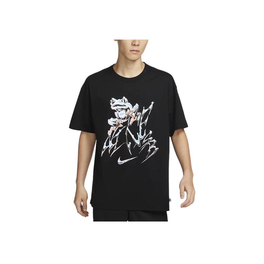 Nike Sb Abstract Print Design Comfortable Loose Fit Crew Neck Short Sleeve T-Shirt Men Tops Black FZ5286-010