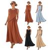 Women's Summer Maxi Dress Short Sleeve V Neck A Line Swing Dress Casual Beach Vacation Flowy Sundress with Pockets