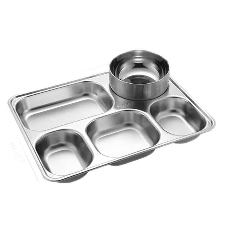 304 Stainless Steel Divided Meal Tray with Bowl