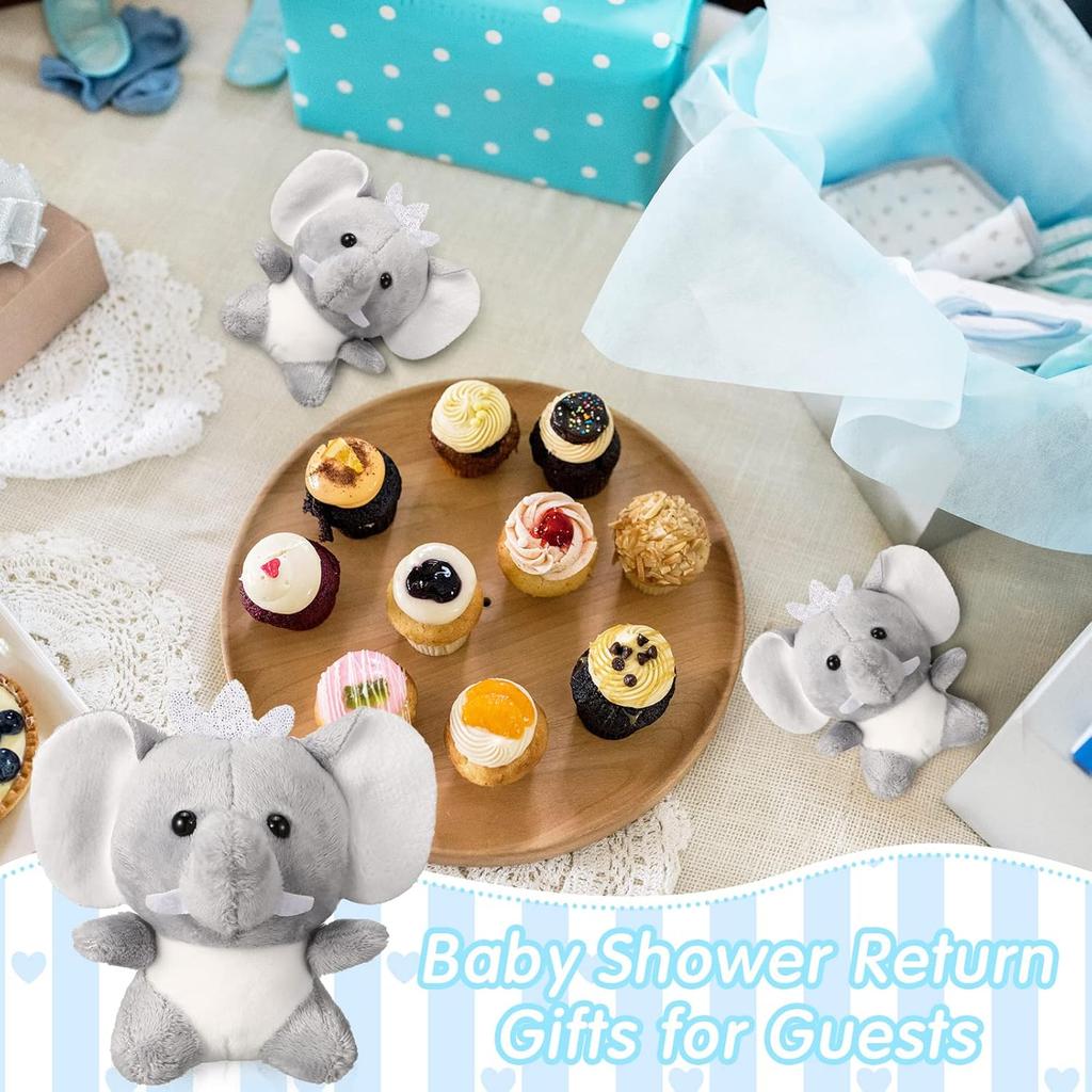 8-4S Mini Elephant Stuffed Animals 4Inch Cute Elephant Plush Toys Baby Stuffed Elephant Toy for Baby Shower Birthday Gifts