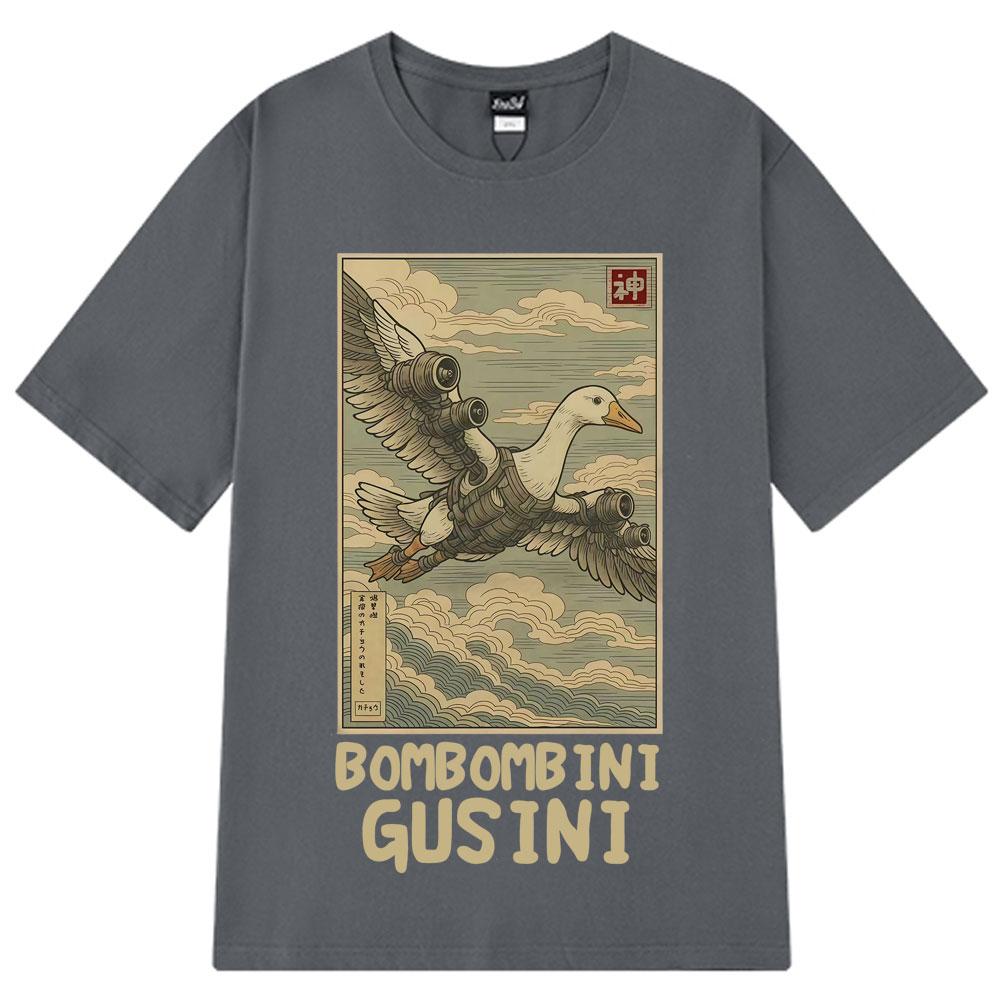 Bombombini Gusini Brainrot T-Shirt Funny Ukiyo-E Japanese Art Italian Brainrot Meme T Shirt Cotton Unisex Harajuku T-Shirts Tops