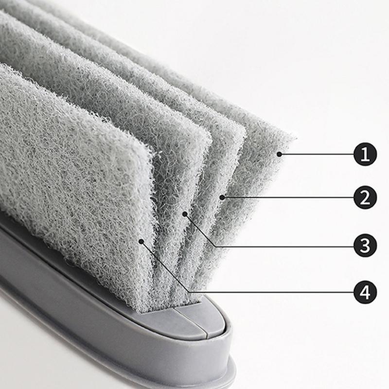 Multipurpose Kitchen Window Sill Gaps Brush With Scraper Double Head For Deeply Cleaning Stubborn Grime In Tight Space