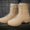 2025 Men's Military Hiking and Climbing Boots: High-Top, Thick Sole, Side Zipper, Wear-Resistant, Non-Slip, Plus Size Desert Work Boots.