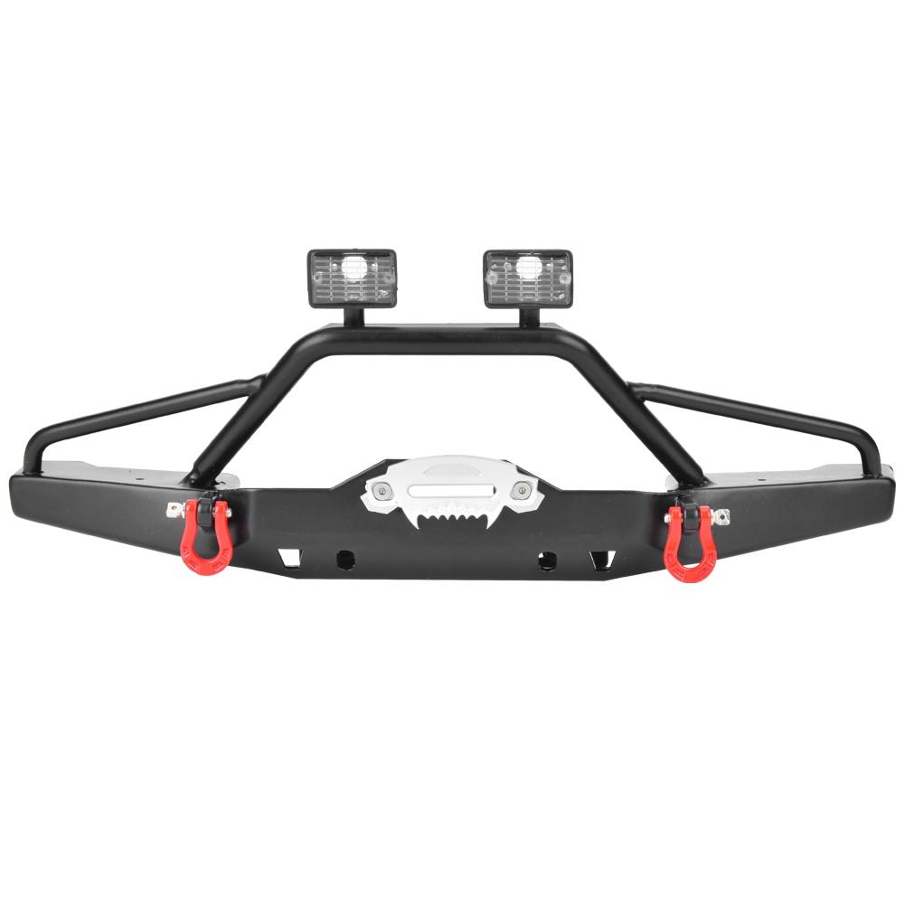 Metal Front Bumper with LED Light Accessory Fits for Axial SCX10  II 90046 RC Car