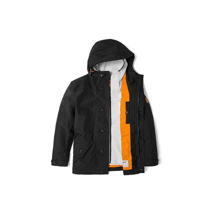Timberland Outdoor Fleece Lined Three In One Hooded Logo Jacket Men Jacket Black A448C-001