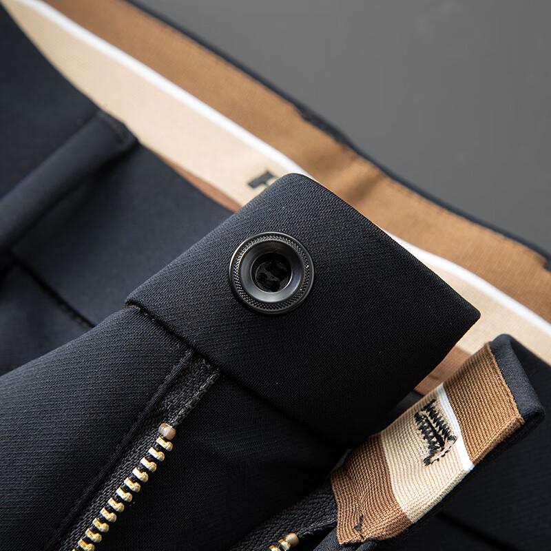 Dibenze Men's Plus Size Elastic Business Casual Straight Leg Trousers