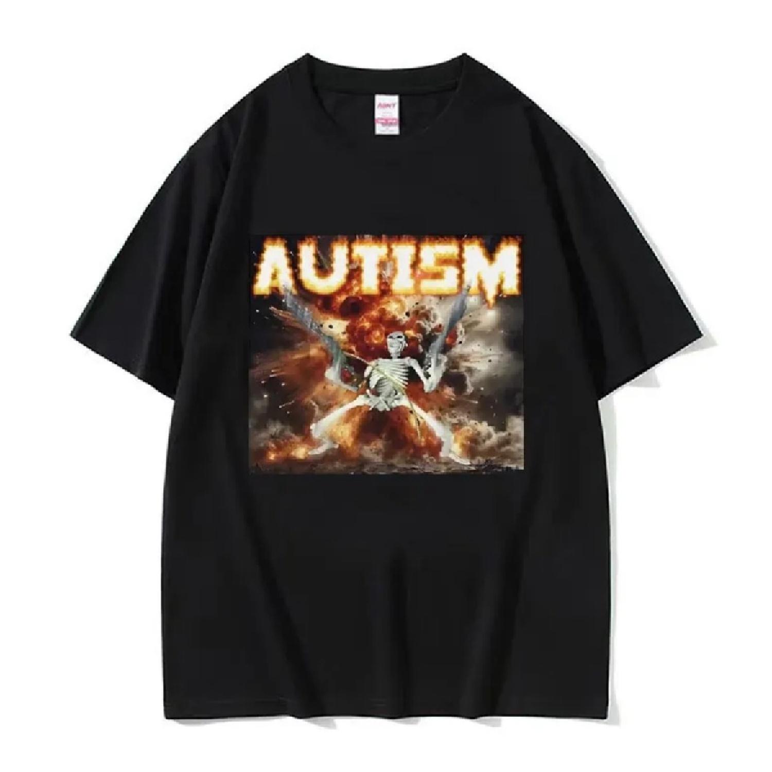 

Autistic Funny Skeleton Meme Graphic T Shirt Men Fashion Gothic Retro T Shirts Male O-Neck Oversized Short Sleeve T-shirt Unisex XXXXXL чорний