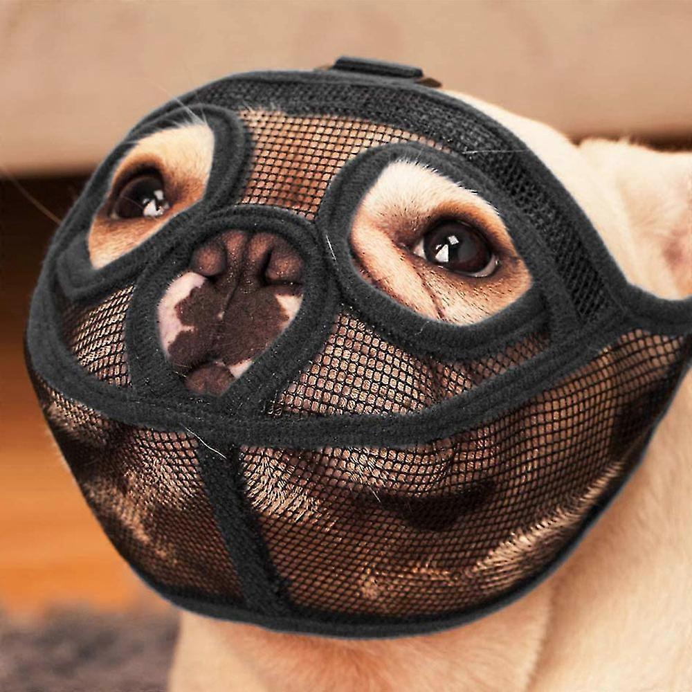 S Blackshort Snout Dog Muzzle Bulldog Muzzle, Stop Dog For Biting Barking Chewing, Adjustableshort Mouth Dog Anti-bite Anti-eating Mask Pet Supplies