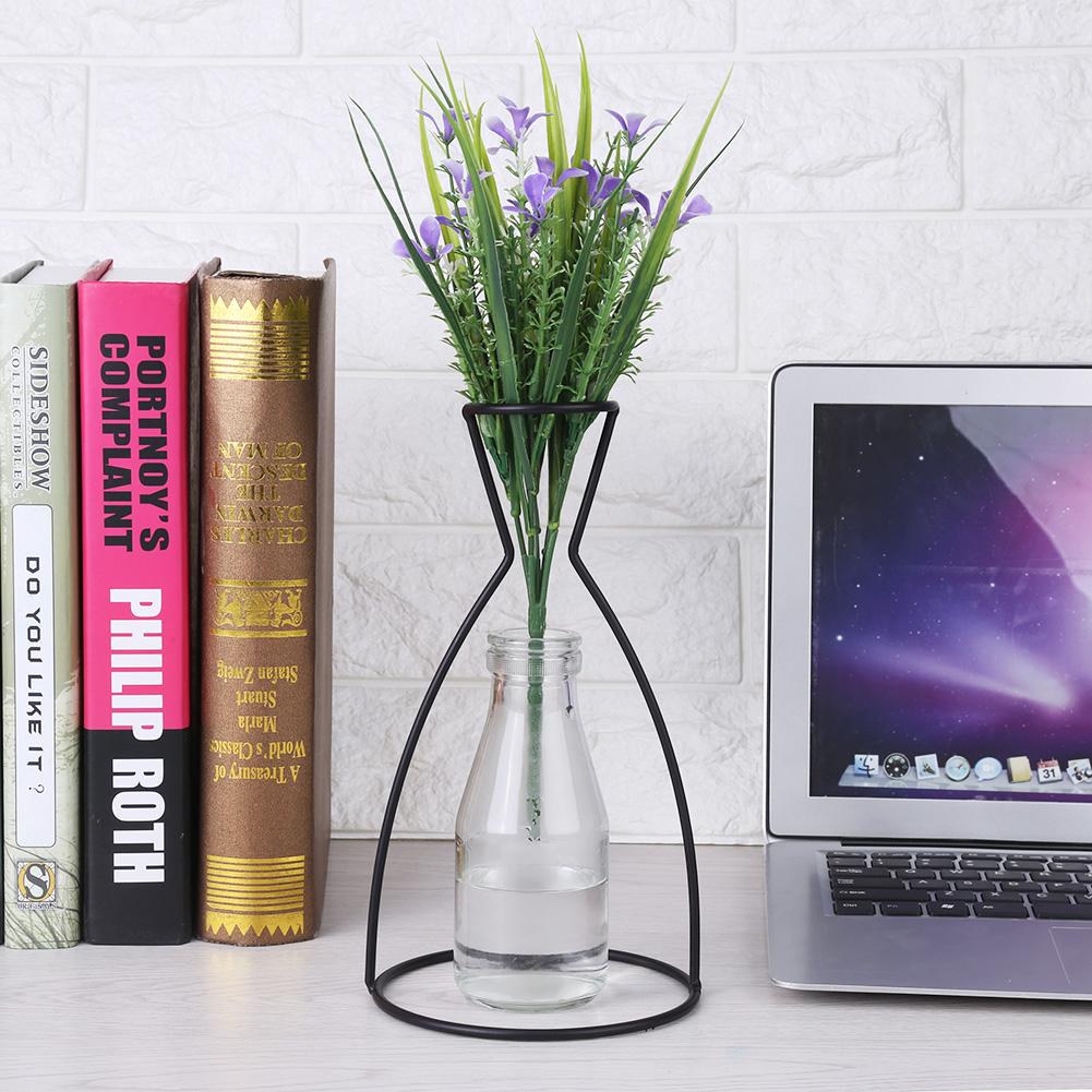 Creative Shapes Black Metal Flower Vase Frame Plant Holder Cafe Home Decor