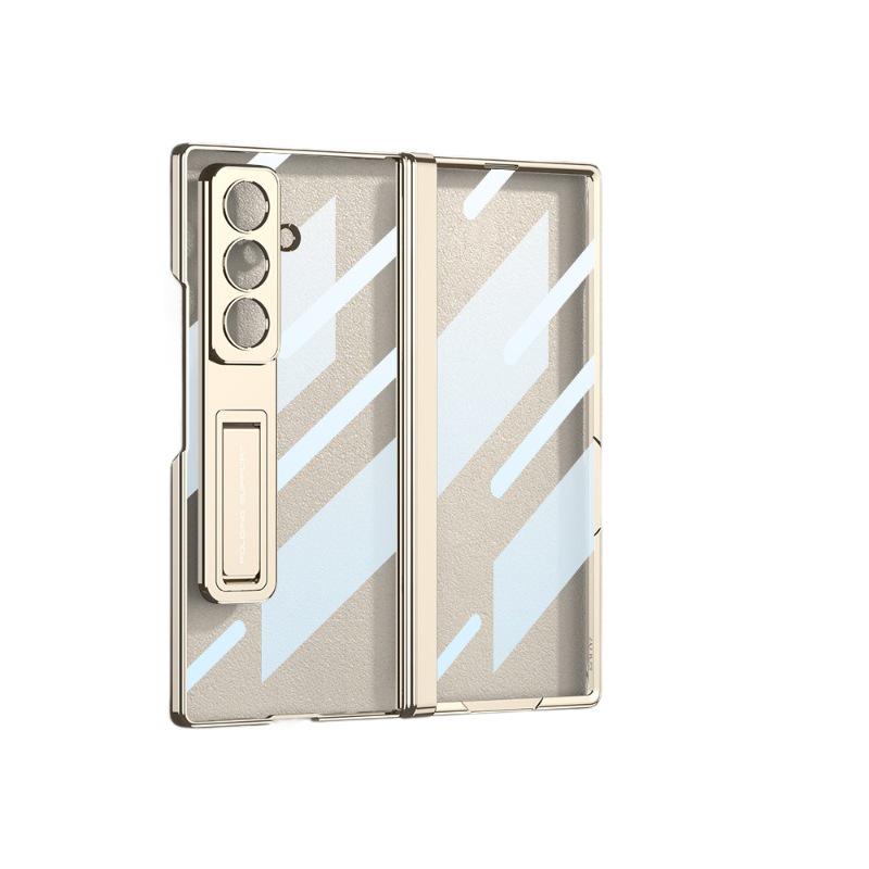 Transparent Samsung ZFold7 Case with Customizable Middle Axis and Integrated Electroplated Stand