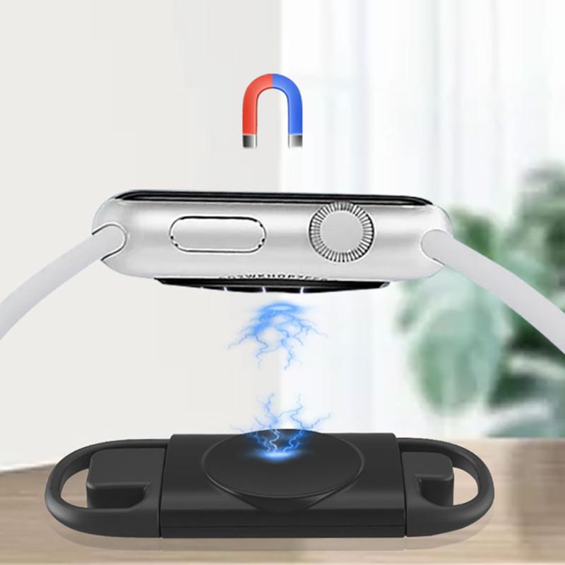 Carregador Sem Fio Portátil Relógio Sucção Magnética Automática Usb Carregador Rápido Base Docking Compatível