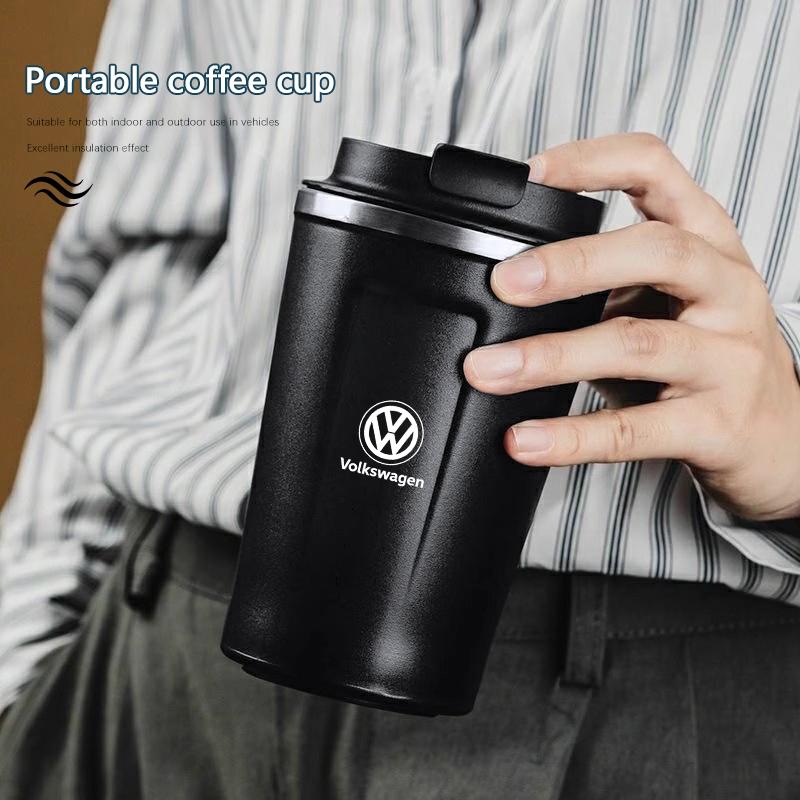 2026 Hot For Volkswagen VW Car Portable Coffee Cup Laser Car Logo Insulated Mug For Volkswagen VW Polo Golf T5 Caddy T4 Touran G
