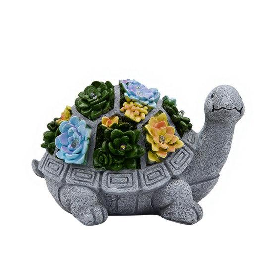 Solar Turtle Statue Light Garden Resin Turtle Succulents Sculpture Solar B
