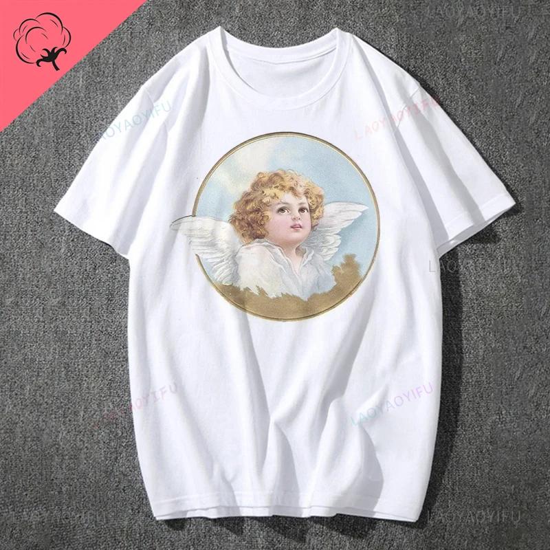 Fashion Fiorucci Baby Angel Graphic Tshirt Summer Classic Aesthetic T Shirt Unisex Unisex Kawaii Clothes Creative Couple Short Sleev Unisex