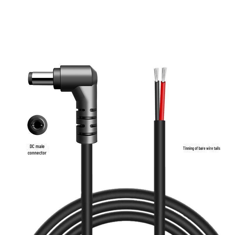 DC5525 Drát pro ladičkové vidlice ve tvaru L, pocínovaný holý konec, 18 AWG, 0,3/0,5 m, černý