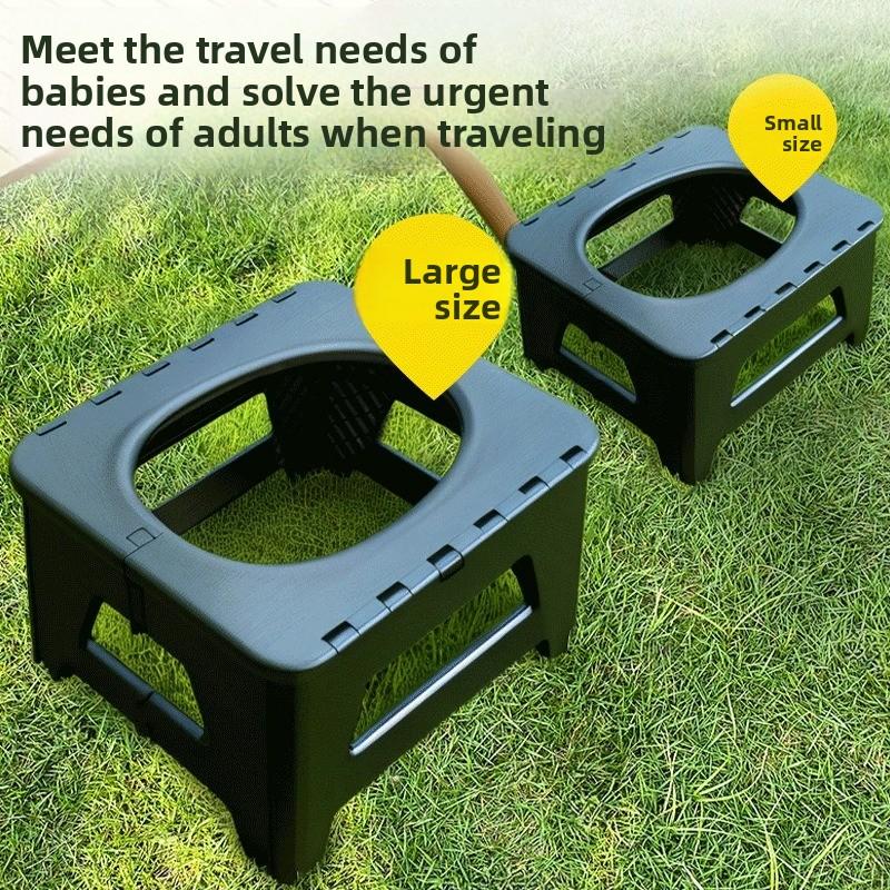 Inodoro portátil plegable para camping, inodoro móvil de emergencia para coche y viajes al aire libre