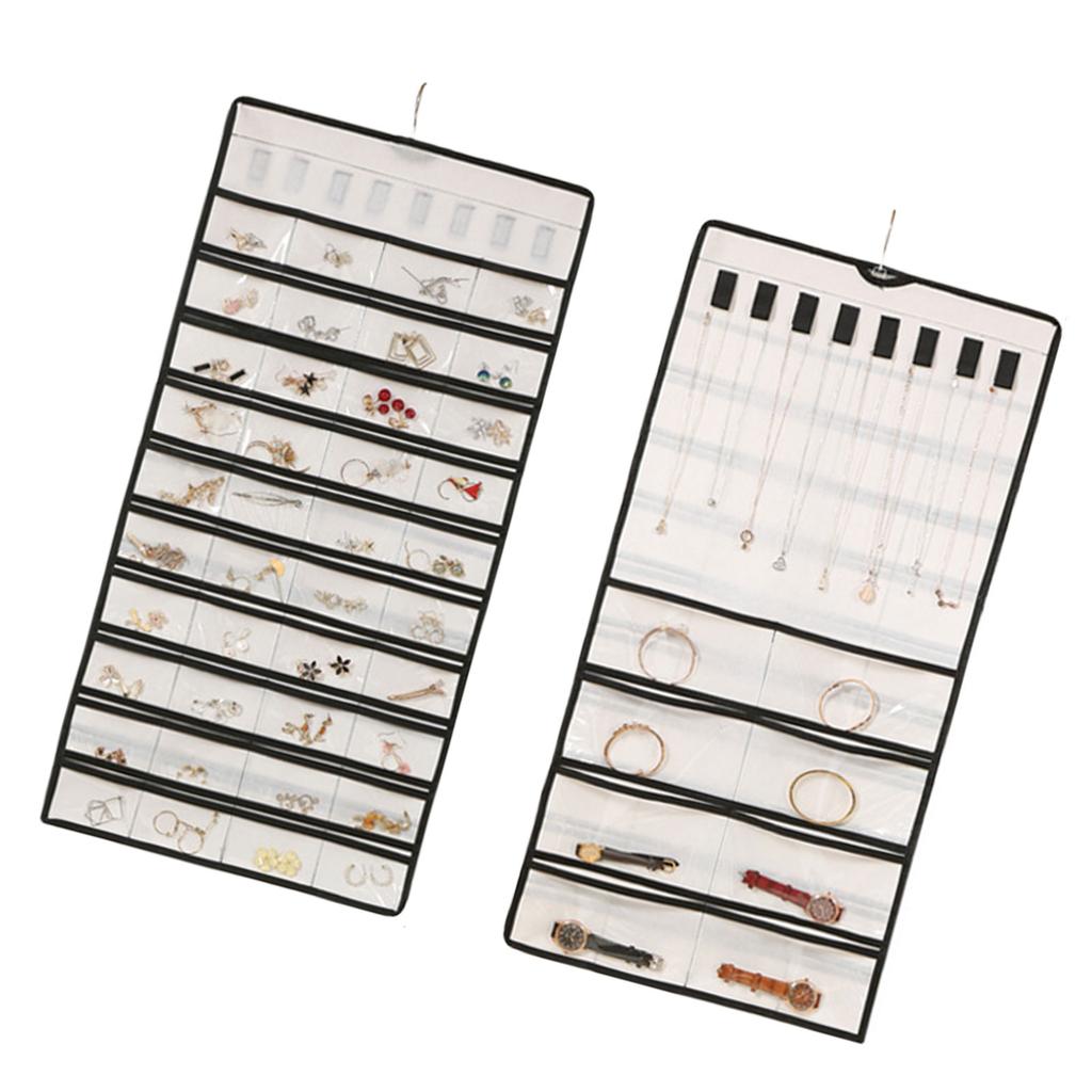 Portable Closet Jewelry Storage Solution 48 Pockets Wall Mountable Organizers Home Accessory for Various Jewelries
