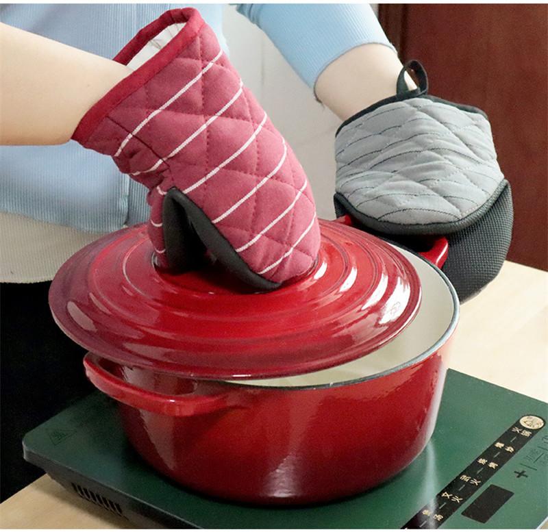1Pc Striped Duckbilled Cotton Baking Tool Insulation Mitt Home Kitchen Bakeware Microwave Oven Glove