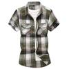 2026 Men's Plaid Casual Short Sleeve Shirt with Double Pockets - Summer Fashion, Large Size