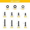 505 Black Half Round Head Hex Screws, Washer Nut Combination Kit