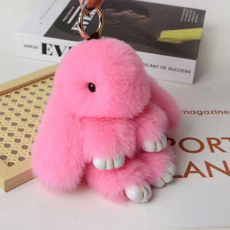 Mengmengtu Plush Rabbit Charm - Cute Faux Fur Keychain Pendant