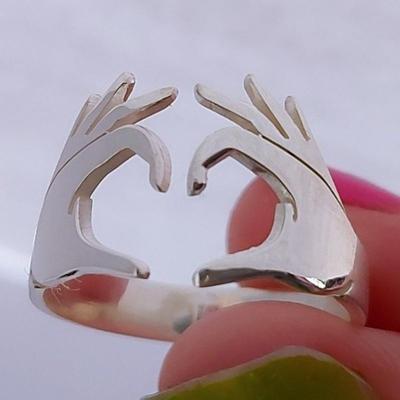 Creative Design Finger Heart Open Rings for Women Daily Casual Personality Rings Jewelry