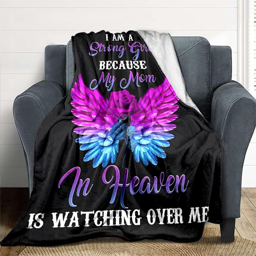 1PC Angel Wings, Mom Memorial Blanket - Soft Warm All-Season Throw for Sofa, Bed, Car, Office, Throw For Sofa Yy250916129
