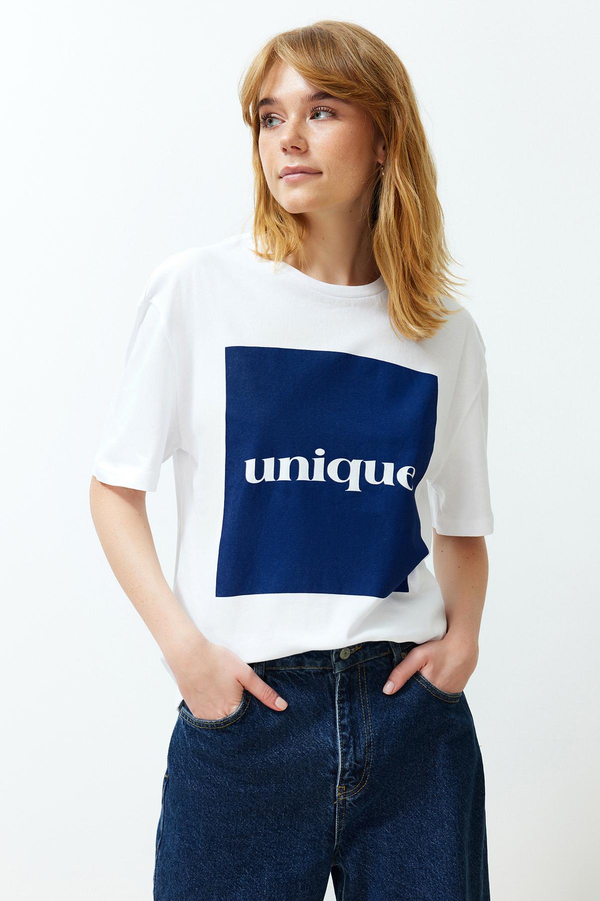 

Женская модная новая футболка, белая 100% хлопок премиум-класса, непринужденная трикотажная футболка с широким узором и принтом, мягкая на ощупь