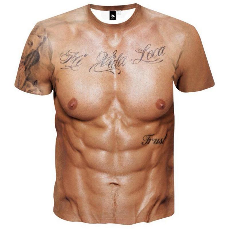 T-shirt Esclusivamente da Uomo, T-shirt a Maniche Corte Girocollo Stampata Digitalmente 3D 3XL