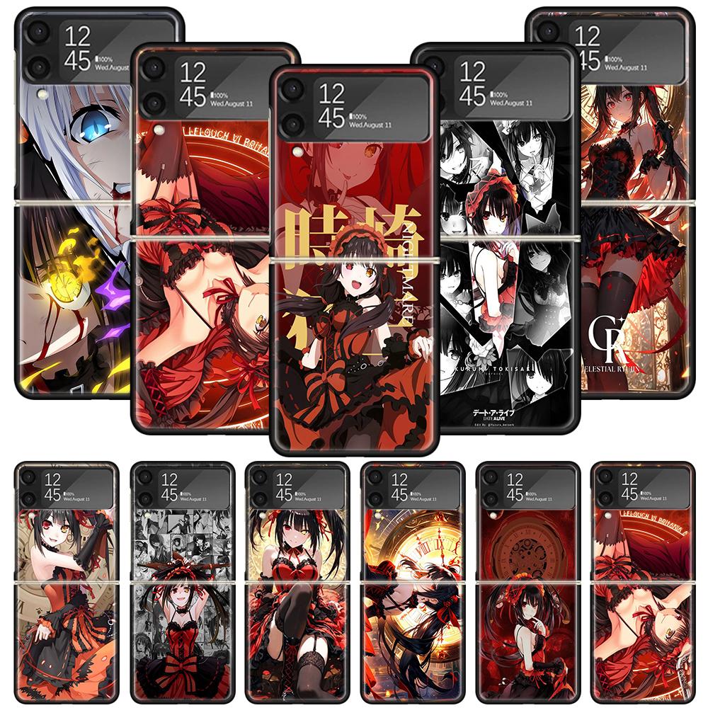 Date A Live Tokisaki Kurumi Phone Case For Samsung Galaxy Z Flip 7 6 5 4 3 5G Shockproof Cover Z Flip7 Flip6 ZFlip5 Flip3 Flip4