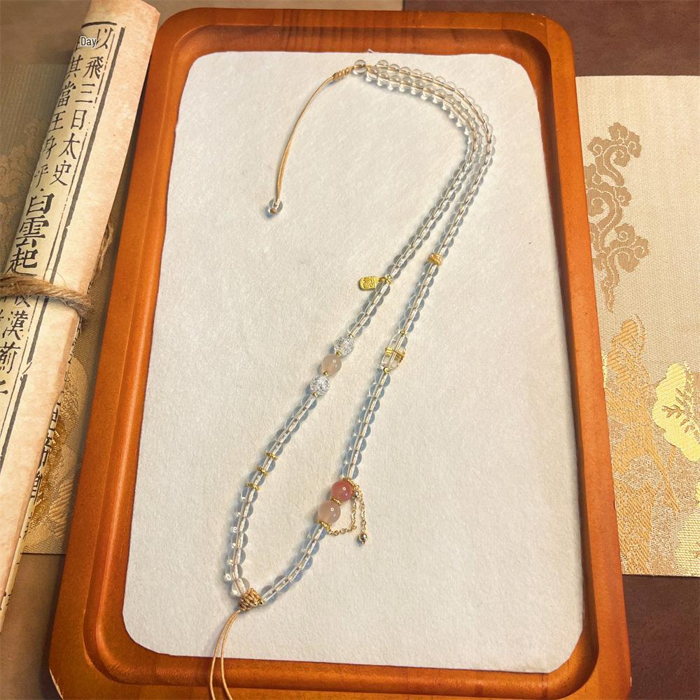 Versatile Red Agate Pendant with White Crystal Southern Necklace Cord