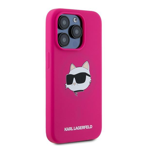 Karl Lagerfeld Klhmp15Lschpplf Iphone 15 Pro 6.1 Růžový/Fuchsiový Tvrdé pouzdro Silikonová Hlava Choupette Magsafe