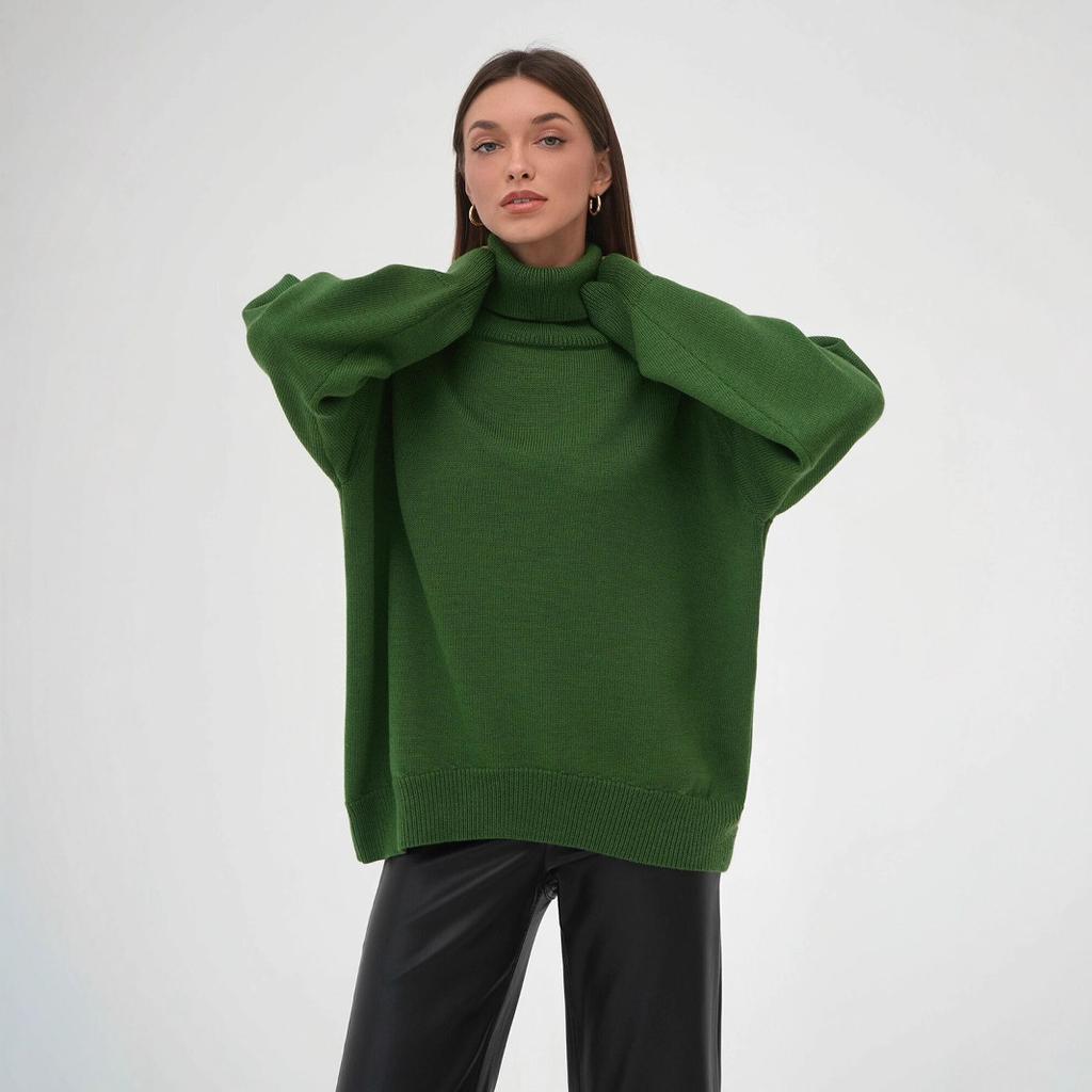 Solid Colour High Neck Sweater Autumn Winter Comfortable Loose Classic Versatile Pullover Sweater Luxurious Relaxed-fit Slimming and Versatile Top