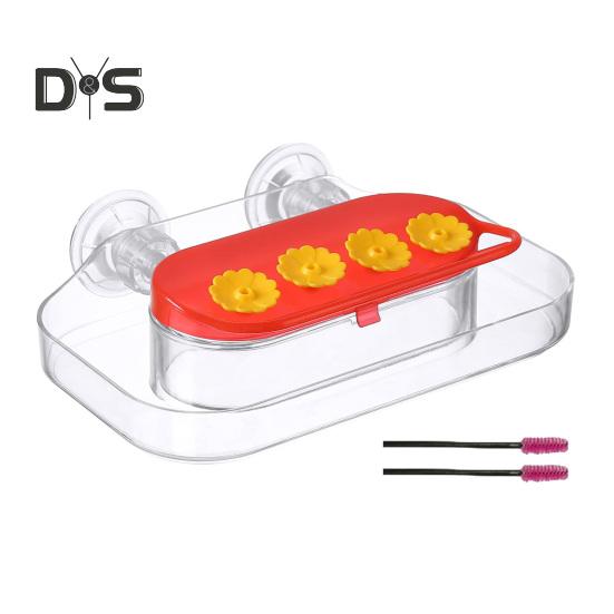 

Кормушка для колибри на окно, прочная присоска, кормушка для колибри с 4 отверстиями для кормления, пластиковый поддон для воды для птиц 3pcs