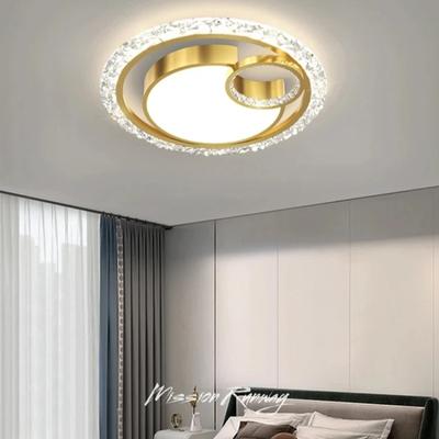 Moderne Runde LED Bescheidene Deckenleuchten für Schlafzimmer Küche Goldene Kristall-Kronleuchter Arbeitszimmer Badezimmer Deckenleuchter