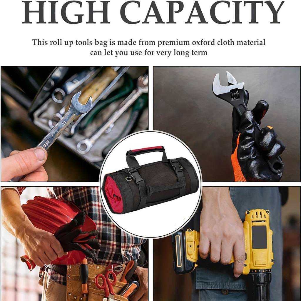 1pc Tool Roll,Rolling Tool Bag , Heavy Duty Roll Up Tool Bag,Carpenter Tool Bag,Tool Roll Organizer For Mechanic, Electrician