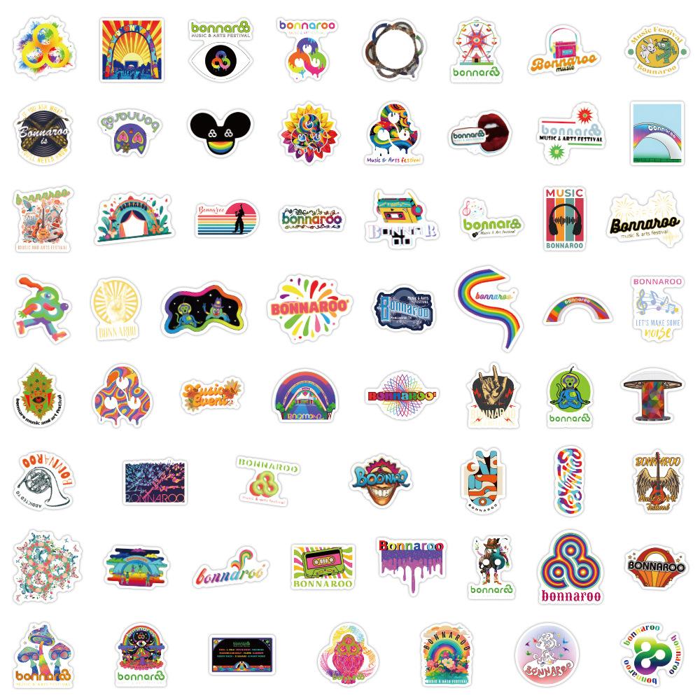 60 New Bonnaroo Graffiti Stickers Decorate Notebook Suitcase Personality Stickers