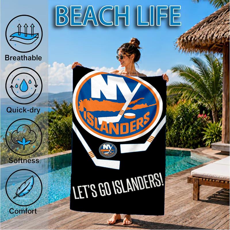Islanders Hockey Pride Beach Towel, Super Soft Microfiber, Perfect Gift for Her/Him, Birthday, for Pool, Beach, Travel, Decor Beach Party