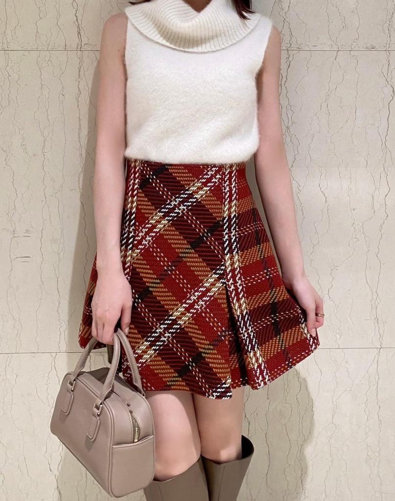 Roving Check Mini Skirt SWFS244086 RED [Sneider] Women's