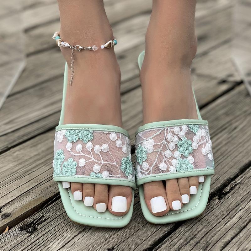 Women Modern Slippers Summer Outdoors Sandals Comfortable Flat Slippers Luxury Leather Slippers Casual Shoes Home Slides Women