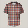 Men's Printing Short Sleeve V-neck Working Blouse Chest Pocket Carer Top