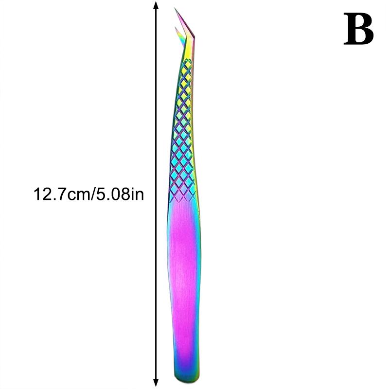 False Eyelash Tweezers Colorful Stainless Steel High Precision Anti-static Eyelash Extension Tweezers Makeup Tools