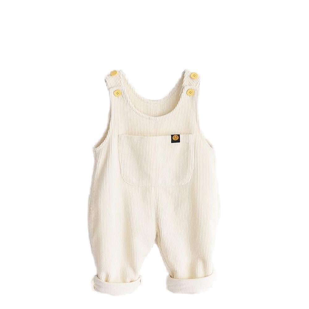 Shidayiya Baby Boys Girls Soft Corduroy Suspender Overalls Loose Retro Toddler Bib Pants Trousers with Pockets (100 (90-100cm Height), C01/White)