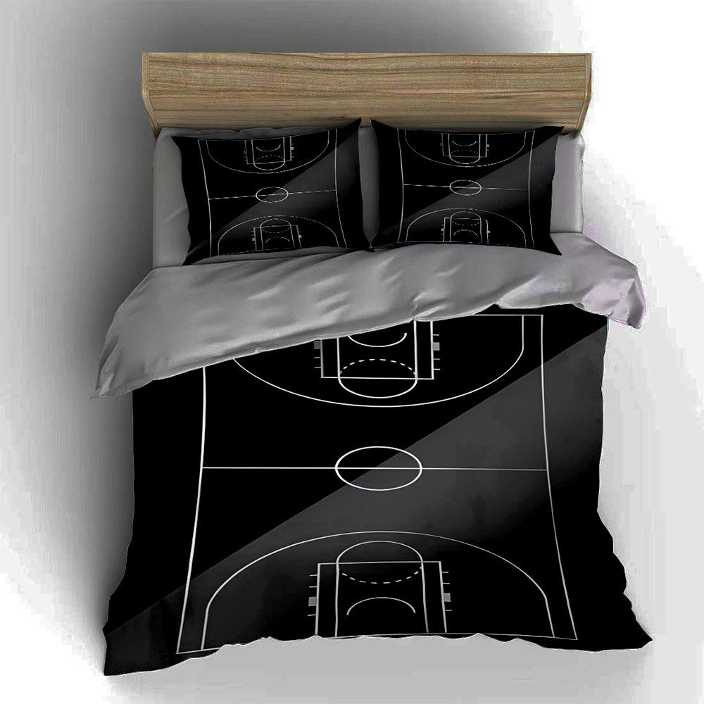 Basketballplatz-Design. Bettwäsche Bettbezug-Sets Bettbezüge Kissenbezüge Geschenke (1 * Bettbezug 2 * Kissenbezüge, ohne Bettdecke)