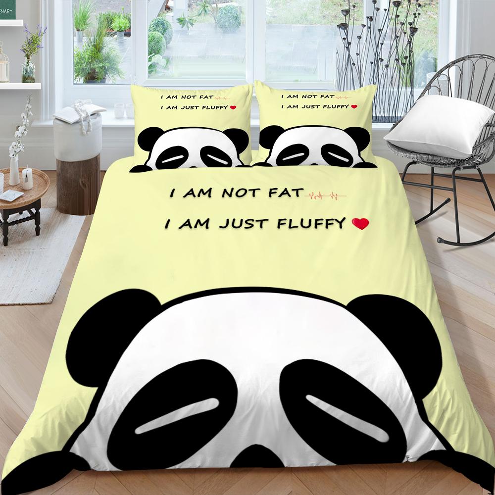 Panda Duvet Cover Queen Size Bedding Bamboo Home Textiles Children Boy Girl with Pillowcase Highend Bedding Cover