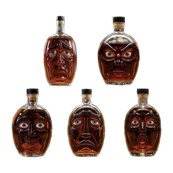 Pumpkin Wine Bottle with Human Face Creepy Cute Spooky Wine Bottle Unique Evil Smirks Fun Face Bottle for Halloween