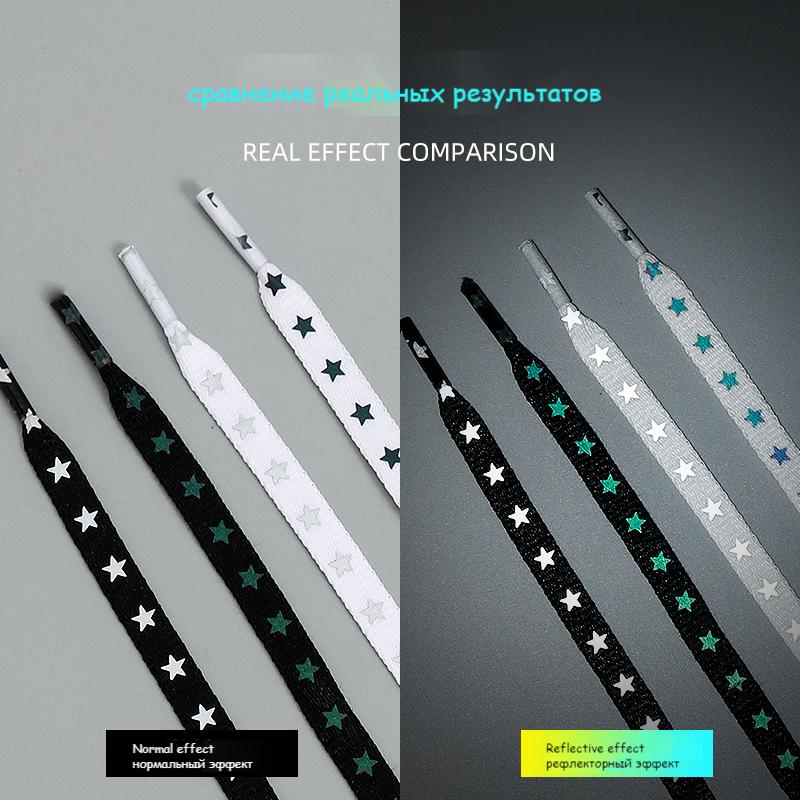 Módní holografické divoké tkaničky ploché tkaničky tenisky pásek na boty oboustranné reflexní zvýraznění luminiscenční tkaničky