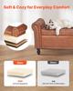 Button-Tufted Storage Ottoman Bench, Rolled Arm PU Leather Bench with Solid Wood Legs, Modern Shoe Benches Seat for Entryway, Upholstered End of Bed